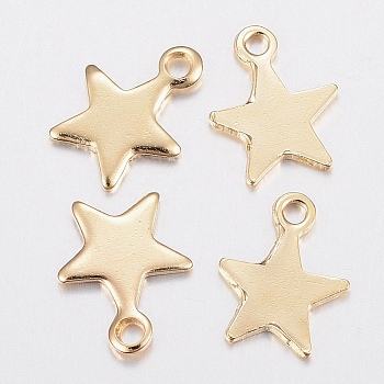 304 Stainless Steel Charms, Star, Golden, 10x8x0.8mm, Hole: 1.2mm