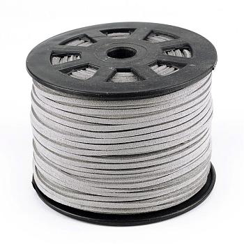 Faux Suede Cords, Faux Suede Lace, Light Grey, 1/8 inch(3mm)x1.5mm, about 100yards/roll(91.44m/roll), 300 feet/roll
