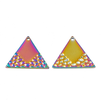 Ion Plating(IP) 304 Stainless Steel Pendants, Triangle Charm, Rainbow Color, 23x26.5x1mm, Hole: 1.5mm