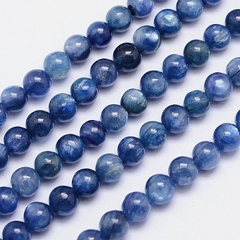 Natural Kyanite/Cyanite/Disthene Round Bead Strands, Grade A, 6mm, Hole: 1mm, about 66pcs/strand, 15.5 inch