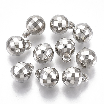 CCB Plastic Charms, for DIY Jewelry Making, Round, Silver, 13.5x10x10mm, Hole: 1.6mm, about 612pcs/360g