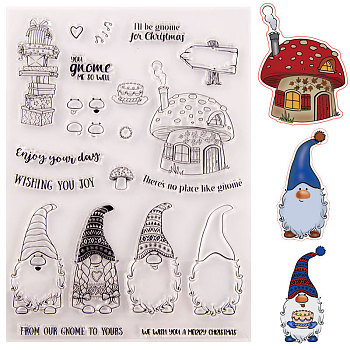 Christmas Theme Clear Silicone Stamps, for DIY Scrapbooking, Photo Album Decorative, Cards Making, Stamp Sheets, Gnome Pattern, 21.6x15.5x0.2cm