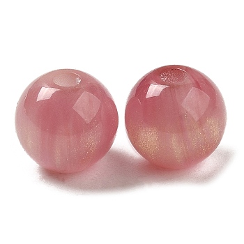 Translucent Resin Beads, Glitter Beads, Round, Indian Red, 8x7.5mm, Hole: 1.8mm