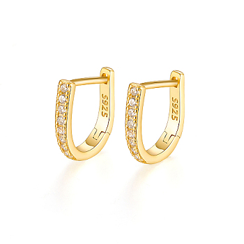 925 Sterling Silver Micro Pave Cubic Zirconia Hoop Earrings, with S925 Stamp, Real 18K Gold Plated, 11mm