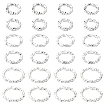 90Pcs 3 Styles Iron Closed Jump Rings, Unwelded, Nickel Free, Twist Ring, Silver, 17 Gauge, 6~10x1.2mm, Inner Diameter: 3.5~7.5mm, 30pcs/style