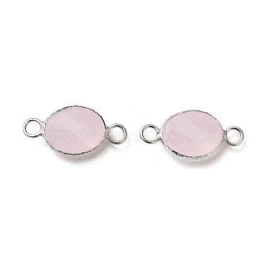 Real Platinum Plated Pink Oval Sterling Silver Links