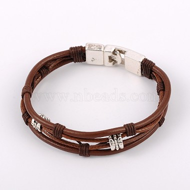 Bracelets à rangs multiples avec cordon en cuir de vachette(BJEW-JB01734)-1