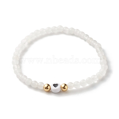 Natural White Jade Round Beads Stretch Bracelet Set(BJEW-JB07000)-6
