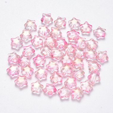 9mm Pink Star Glass Beads