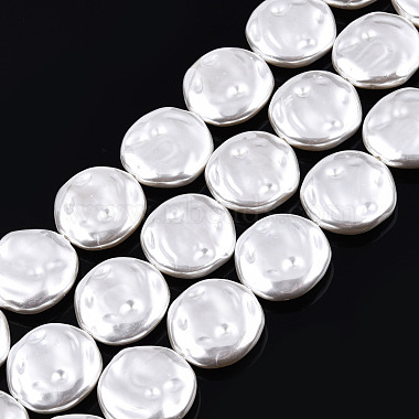 Creamy White Flat Round ABS Plastic Beads