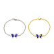 2 pièces papillon en alliage de 2 couleurs avec bracelets à maillons mauvais œil sertis d'émail(BJEW-JB09162)-1