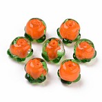 Autumn Theme Handmade Bumpy Lampwork Beads, Persimmon, Coral, 11~12x14~15x14~15mm, Hole: 1.2mm(LAMP-S194-014)