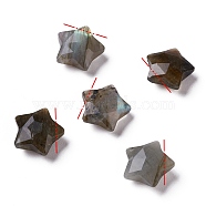 Natural Labradorite Charms, Star, Faceted, 13~13.5x14~14.5x6~6.5mm, Hole: 0.8mm(X-G-H241-04C)