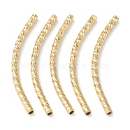 Brass Tube Beads, Long-Lasting Plated, Curved Beads, Tube, Real 24K Gold Plated, 34x2mm, Hole: 1.2mm(KK-Y003-86H-G)