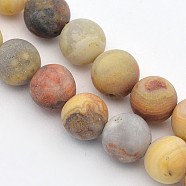 Frosted Natural Crazy Lace Agate Round Bead Strands, Crazy Lace Agate, 6mm, Hole: 1mm, about 63~65pcs/strand, 14.9~15.6 inch(X-G-M063-6mm-02)