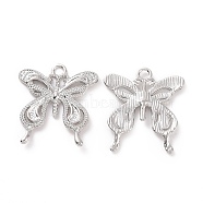 Rack Plating Alloy Pendants, Cadmium Free & Lead Free & Nickle Free, Butterfly Charm, Silver, 25x22.5x1.5mm, Hole: 2.5mm(FIND-I037-31S)