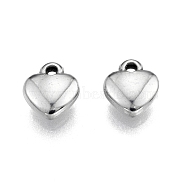 201 Stainless Steel Charms, Heart, Stainless Steel Color, 8x7x2.5mm, Hole: 1mm(STAS-N099-02A)