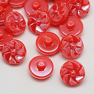 Taiwan Acrylic Shank Buttons, Pearl Luster, 1-Hole, Windmill, Cerise, 13x8mm, Hole: 1mm(X-BUTT-F026-13mm-C15)