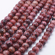 Natural Larvikite Beads Strands, Dyed, Round, Brown, 8~8.5mm, Hole: 1mm, about 47~49pcs/strand, 14.5 inch~14.9 inch(37~38cm)(X-G-E443-A19)