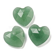 Natural Green Aventurine Faceted Heart Charms, 13x13x6mm, Hole: 1mm(G-G123-01H)