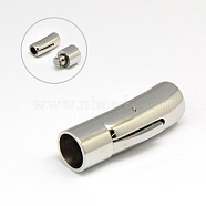 304 Stainless Steel Bayonet Clasps, Column, Stainless Steel Color, 30x12mm, Hole: 8mm(STAS-I013-8mm)