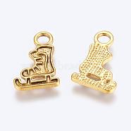Alloy Ice Skates Charms Enamel Settings, Lead Free and Cadmium Free, Antique Golden, 17mm long, 11mm wide, 2mm thick, hole: 3mm(PALLOY-EDD061Y-AG)