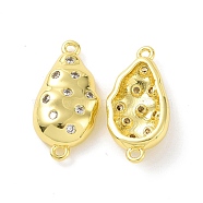Rack Plating Eco-Friendly Brass Micro Pave Cubic Zirconia Connector Charms, Long-Lasting Plated, Lead Free & Cadmium Free, Potato, Real 18K Gold Plated, 19.5x10x4.5mm, Hole: 1.2mm(KK-F844-07G)