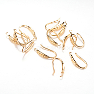 Brass Earring Hooks Rhinestone Settings, with Horizontal Loop, Nickel Free, Light Gold, Fit For 1mm Rhinestone, 22x3mm, Pin: 1mm(X-KK-R037-07KC-NF)
