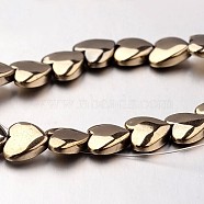 Electroplate Non-magnetic Synthetic Hematite Bead Strands, Heart, Antique Bronze Plated, 8x8x3mm, Hole: 0.7mm, about 55pcs/strand, 15.7 inch(X-G-F300-22B-06)