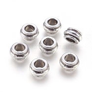 Tibetan Style Spacer Beads, Cadmium Free & Lead Free, Rondelle, Antique Silver, 12x7mm, Hole: 6.5mm(LF10319Y)