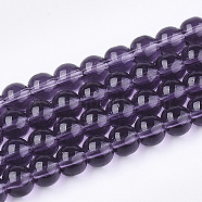 Glass Beads Strands, Round, Purple, 6mm, Hole: 1mm, about 50pcs/strand, 13 inch(X-GR6mm06Y)