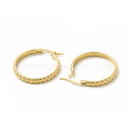 201 Stainless Steel Grooved Hoop Earrings with 304 Stainless Steel Pins for Women, Golden, 28x33x3mm, Pin: 0.6x1mm(EJEW-M214-02D-G)