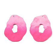 Spray Painted Iron Pendants, Nuggets, Hot Pink, 44x34x4mm, Hole: 1.5mm(IFIN-N008-030D)