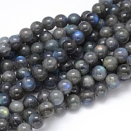 Natural Labradorite Round Bead Strands, Grade AA, 12mm, Hole: 1mm, about 33pcs/strand, 16 inch(G-O087-05-12mm)