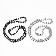 304 Stainless Steel Ball Chain Necklaces, Mixed Color, 23.62 inch(60cm), 4.5~5mm(BJEW-H446-04)