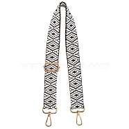 Two Tone Rhombus Pattern Polycotton Braided Adjustable Bag Handles, with Iron Swivel Clasps, for Bag Straps Replacement Accessories, Black & White, 72~129.4x3.8cm(FIND-WH0129-23A)