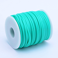 Hollow Pipe PVC Tubular Synthetic Rubber Cord, Wrapped Around White Plastic Spool, Medium Turquoise, 4mm, Hole: 2mm, about 16.4 yards(15m)/roll(RCOR-R007-4mm-07)