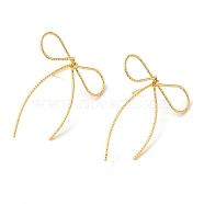Brass Stud Earrings for Women, Bowknot, Real 18K Gold Plated, 45x35.5mm(EJEW-F334-03G-05)