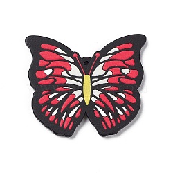 Opaque Resin Pendants, Butterfly Charms, FireBrick, 33x38.5x2.5mm, Hole: 1.4mm(RESI-I049-01B)