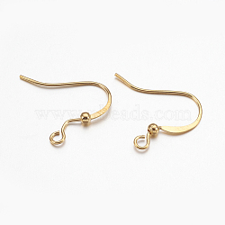 Brass Ear French Earring Hooks, with Horizontal Loop, Flat Earring Hooks, Golden, 17x20x2.2mm, Hole: 1.5mm, Pin: 0.8mm(X-KK-K225-11-G)