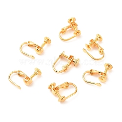 Brass Clip-on Earring Findings, Long-Lasting Plated, Real 18K Gold Plated, 14x12x5mm(X-KK-F824-021G)