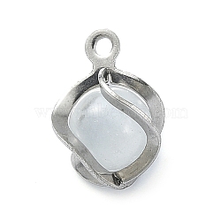 304 Stainless Steel Cat Eye Pendants, Stainless Steel Color, 11x8x8mm, Hole: 1.2mm(STAS-Q320-01A-P)
