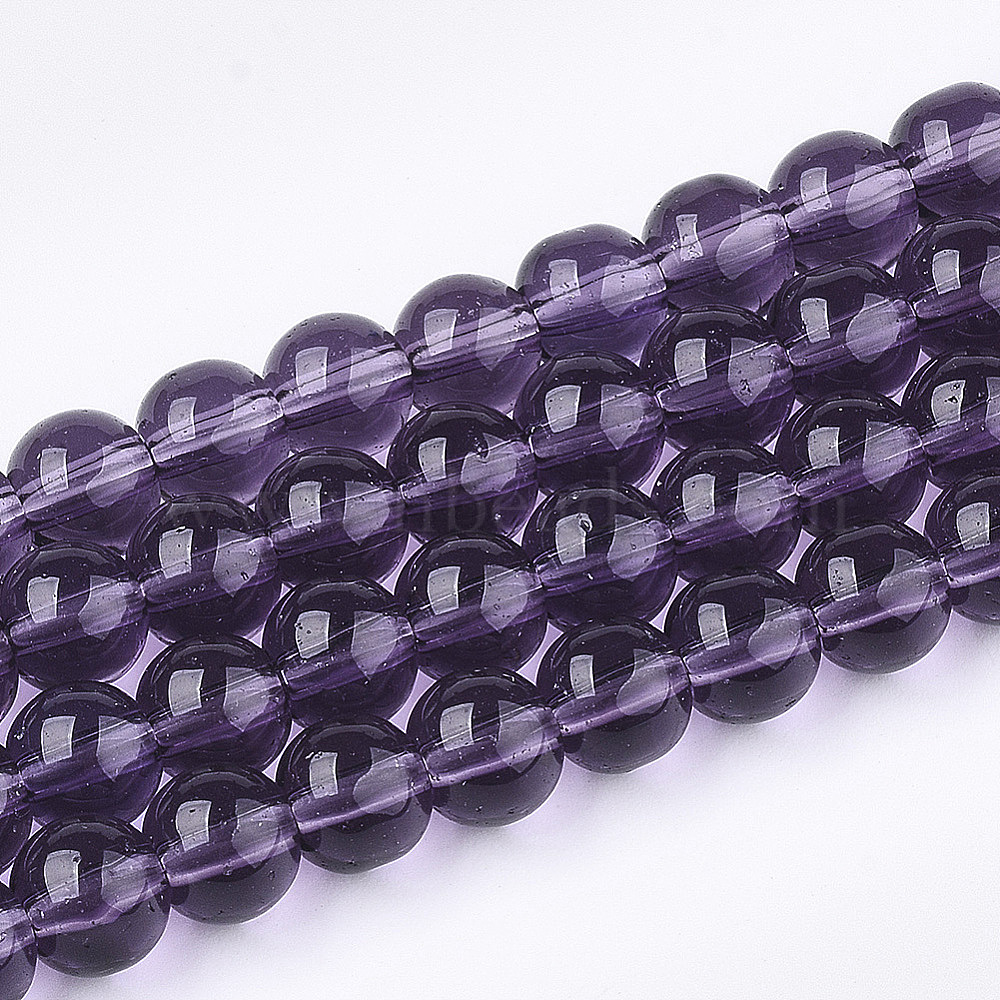 FG614 Lavender Lilac Purple 6mm 50pc Round Frosted Sand Surface Glass Beads 