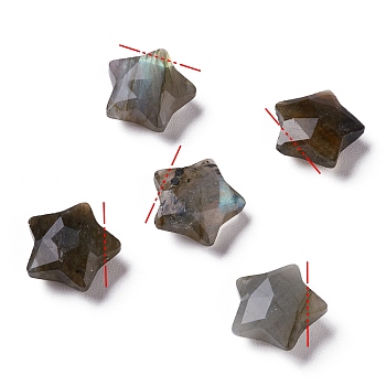 Natural Labradorite Charms, Star, Faceted, 13~13.5x14~14.5x6~6.5mm, Hole: 0.8mm