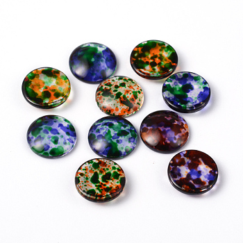 Transparent Spray Painted Glass Cabochons, Half Round/Dome, Mixed Color, 16x4.5~5.5mm