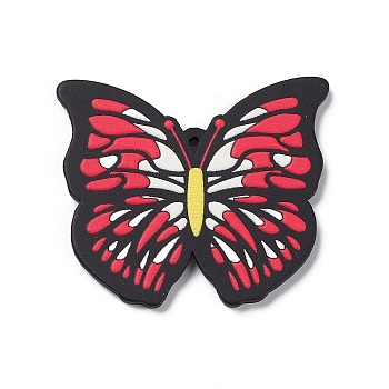 Opaque Resin Pendants, Butterfly Charms, FireBrick, 33x38.5x2.5mm, Hole: 1.4mm