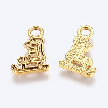 Alloy Ice Skates Charms Enamel Settings, Lead Free and Cadmium Free, Antique Golden, 17mm long, 11mm wide, 2mm thick, hole: 3mm