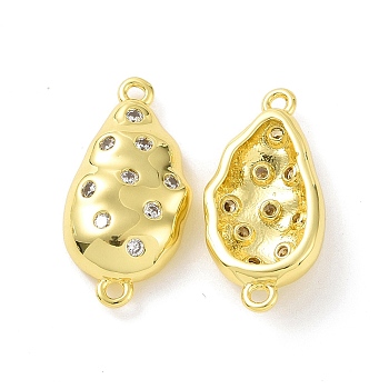Rack Plating Eco-Friendly Brass Micro Pave Cubic Zirconia Connector Charms, Long-Lasting Plated, Lead Free & Cadmium Free, Potato, Real 18K Gold Plated, 19.5x10x4.5mm, Hole: 1.2mm