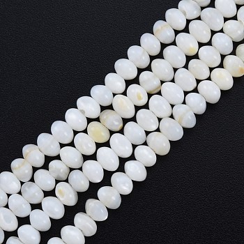 Natural Freshwater Shell Beads Strands, Rondelle, White, 4.5x3.5mm, Hole: 0.9mm, about 114pcs/strand, 14.92 inch(37.9cm)