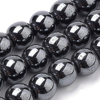 Non-magnetic Synthetic Hematite Beads Strands, Round, 12mm, Hole: 1mm, about 34pcs/strand, 15.7 inch